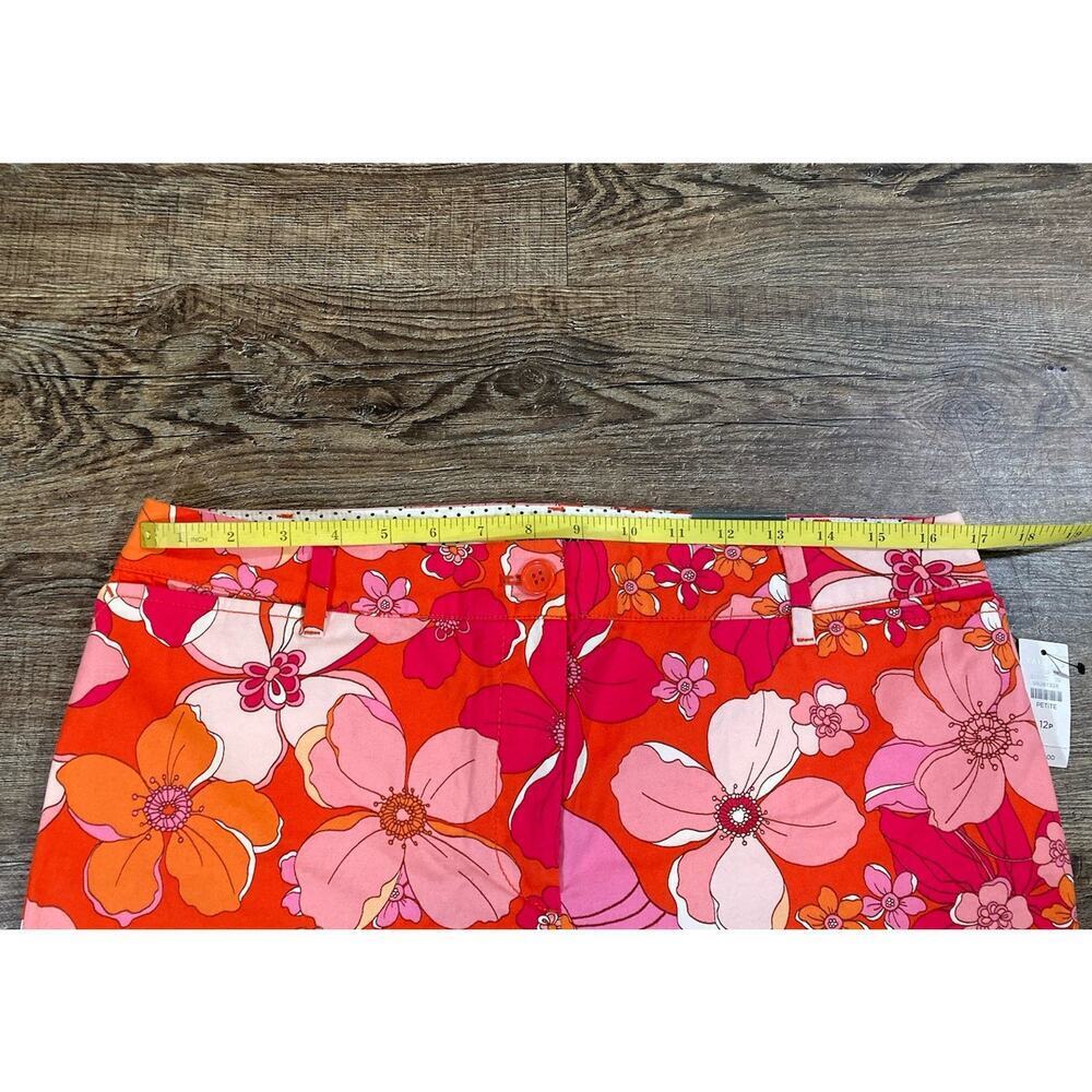 Talbots Women's Floral Print Perfect Crop Pants Size 12P Orange Pink Cotton New - Picture 6 of 11
